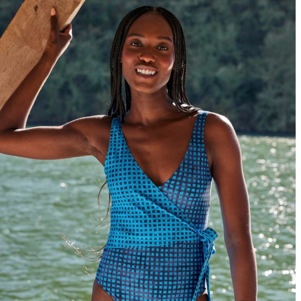 Summersalt Blue Checkered One Piece Swimsuit